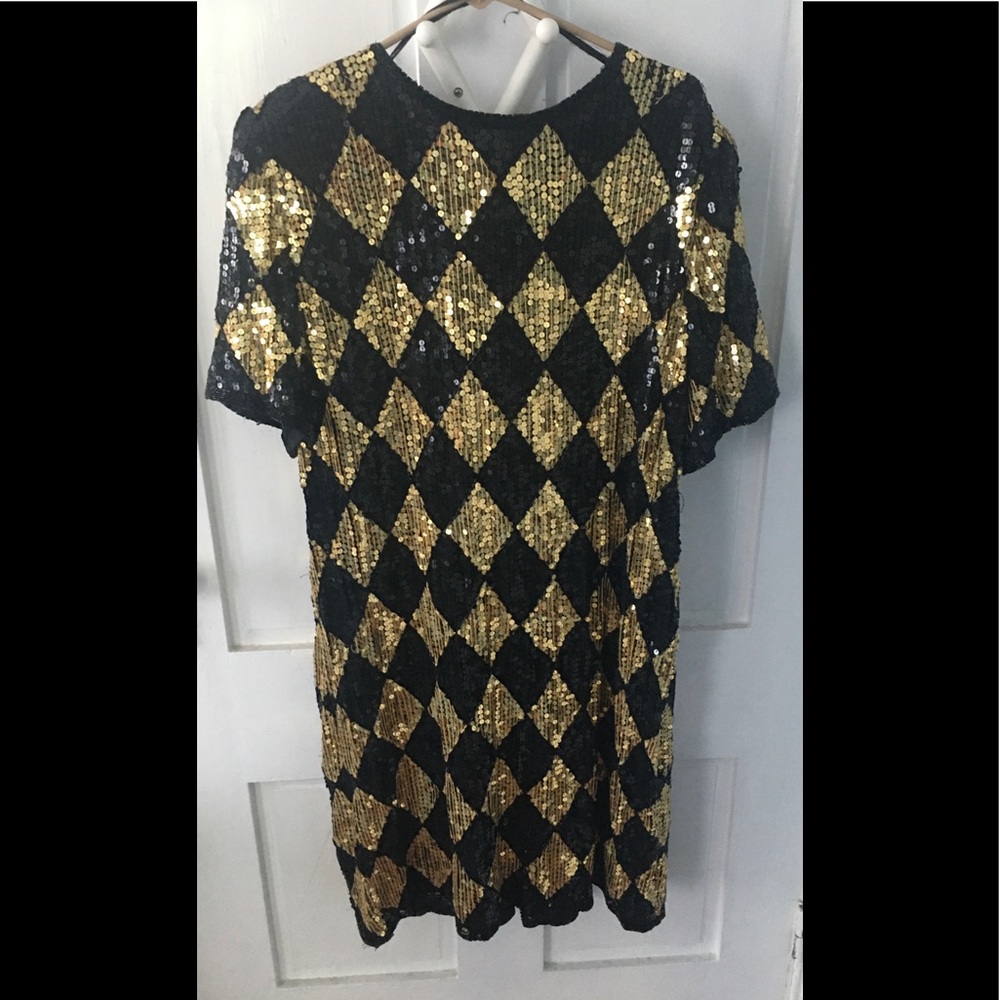 Vintage Sequined Silk Chemise Dress Art Deco